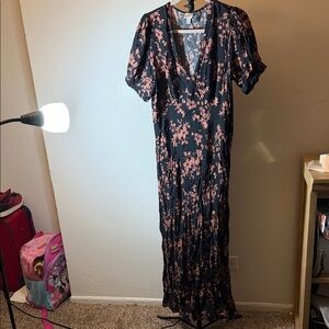 a new day Black Maxi Dress with Pink Floral Print